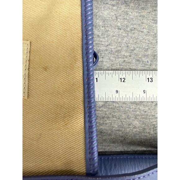 Ugg Australia Tote Womens Leather Canvas Khaki Purple Grab Shopping Bag Purse - Picture 12 of 14